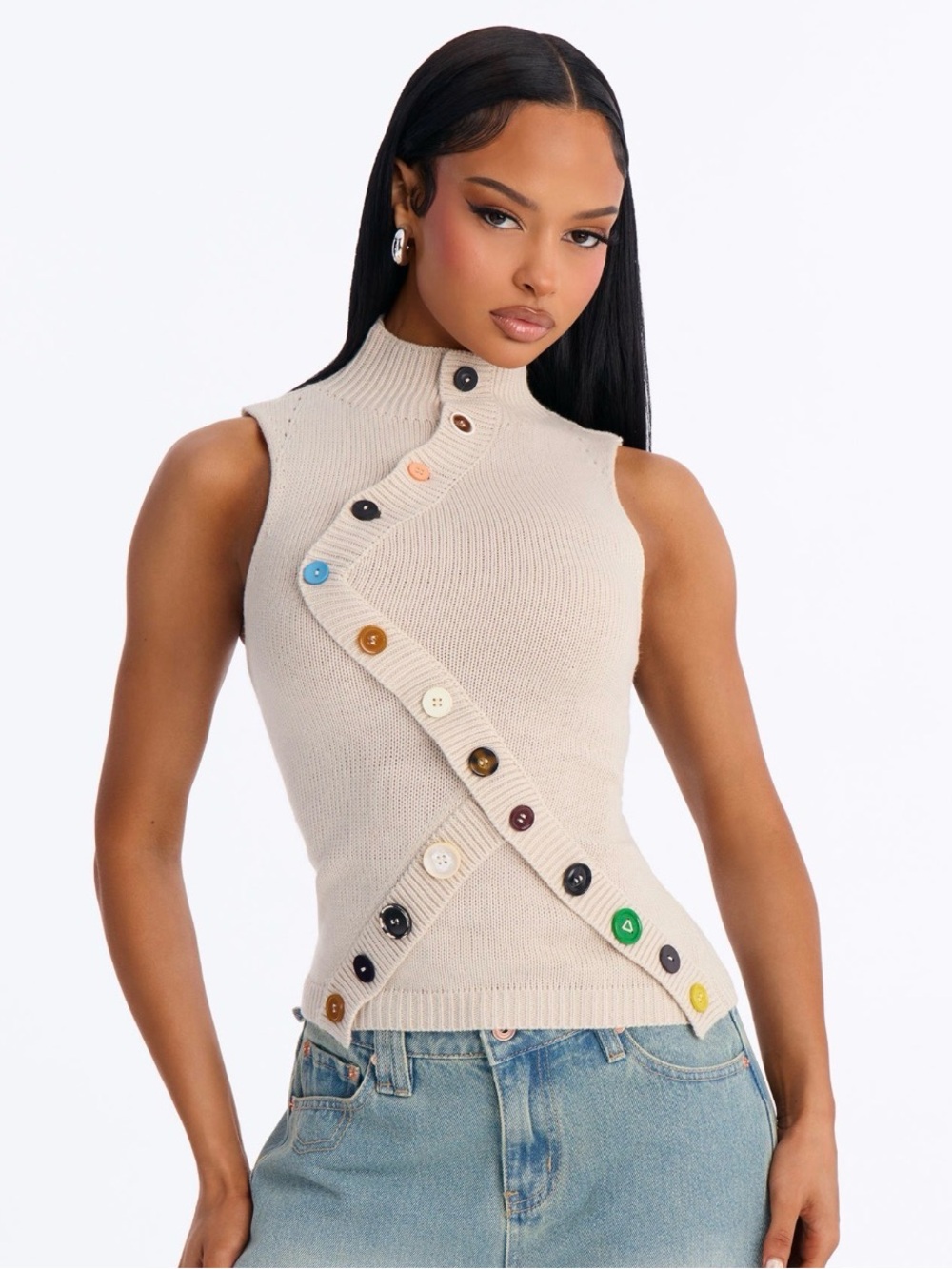 Making Art Mock Neck Sweater Top